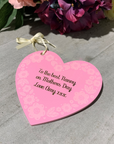 Personalised Acrylic Heart Gift Tag With a pretty engraved flower pattern & gold vinyl personalisation!