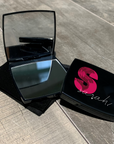 Compact Mirror with Floral Text Design
