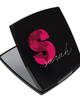 Compact Mirror with Floral Text Design